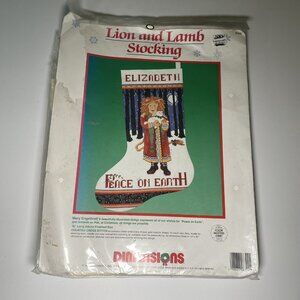 Dimensions Christmas Stocking Kit Lion and Lamb 8399 Mary Englebreit 1990 New
